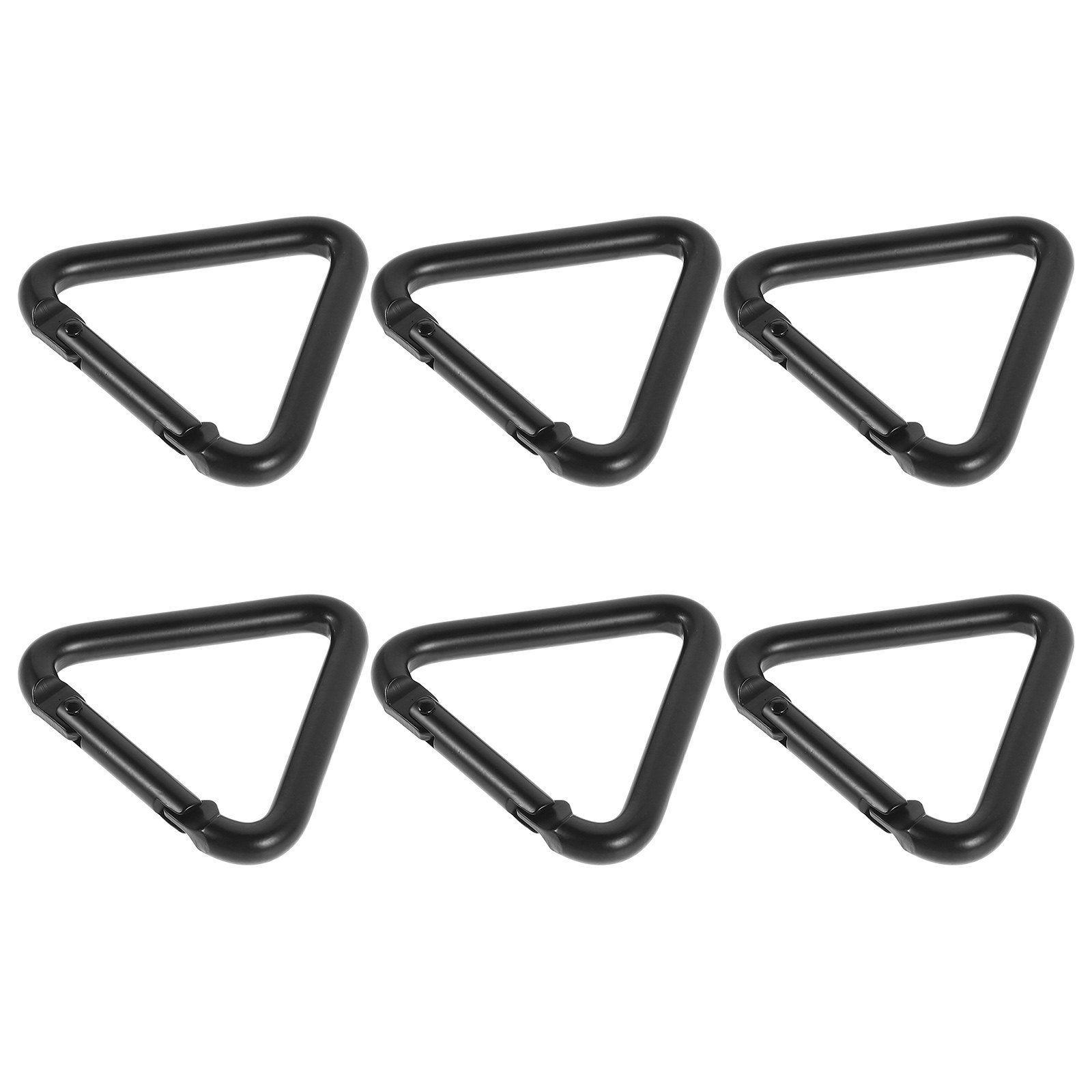 Outdoor Camping - 6Pcs Black Triangle Aluminum Carabiner Clips