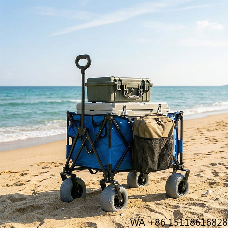 Outdoor Camping Wagon - Foldable Metal Beach Wagon Quick Release