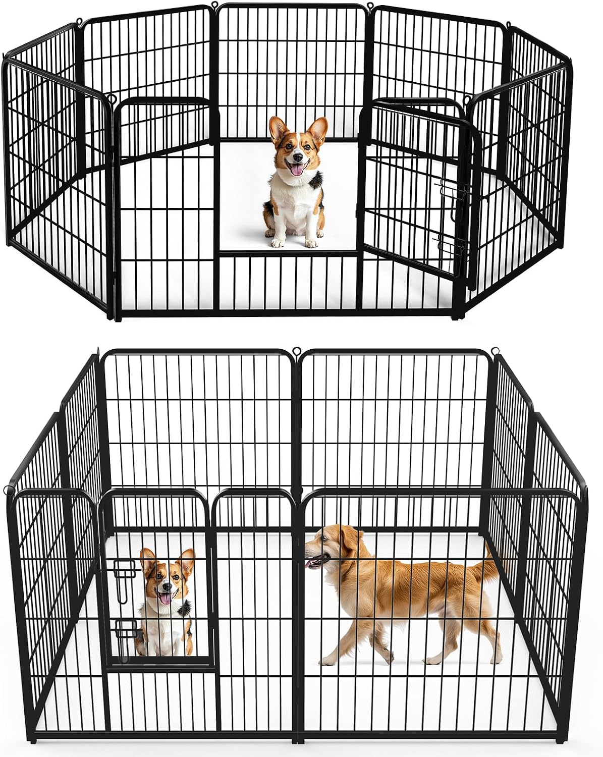 Outdoor Camping Dog Fence - 32 Inch Metal Dog Playpen, 8