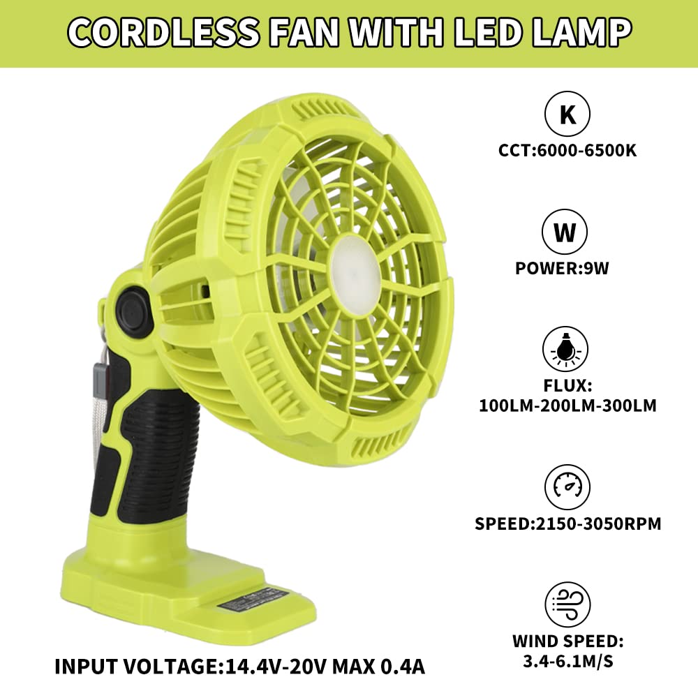 Outdoor Camping Jobs - Cordless Portable Fans with 300LM LED