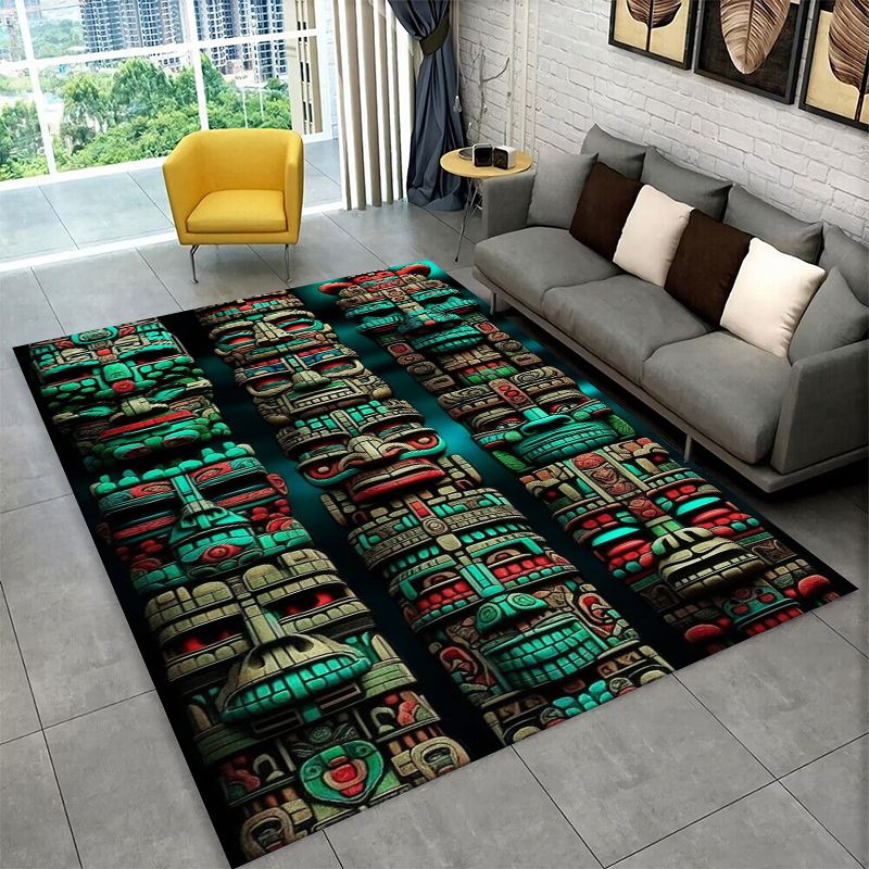 Outdoor Camping Mats Large - Mayan Mask Aztec Totem Large Area