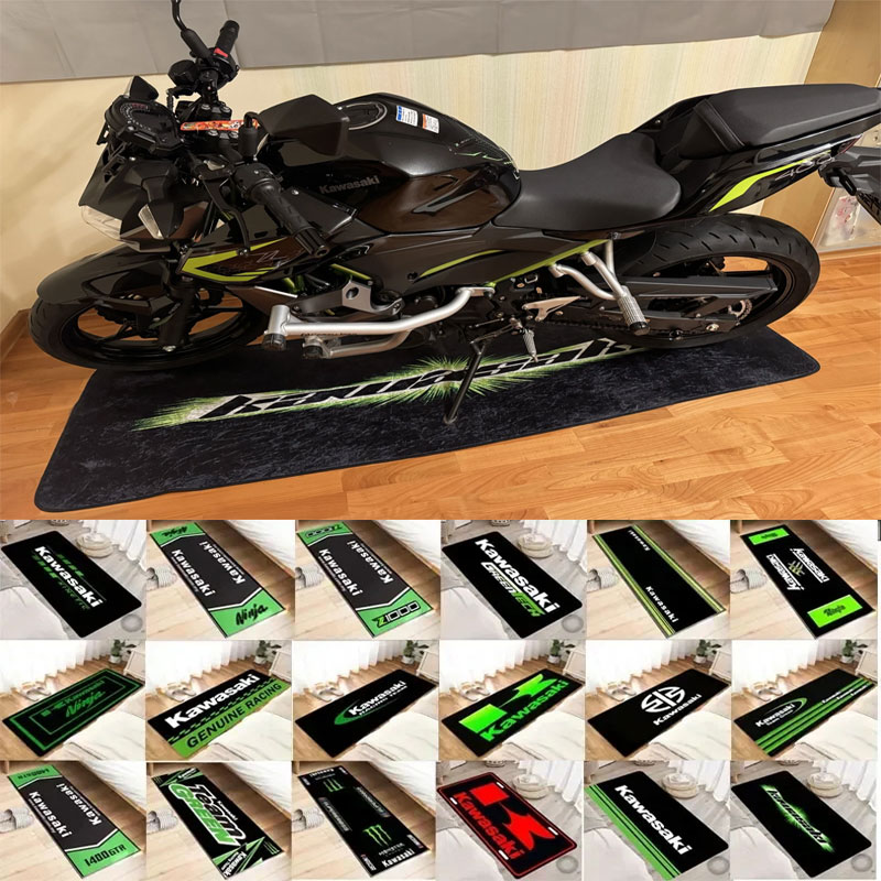 Camping Quad - Kawasaki Motorcycle Carpet Garage Mat Racing