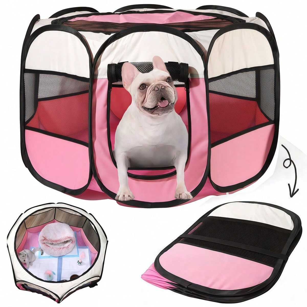 Outdoor Camping Dog Fence - Foldable Octagonal Pet Playpen Tent, Portable