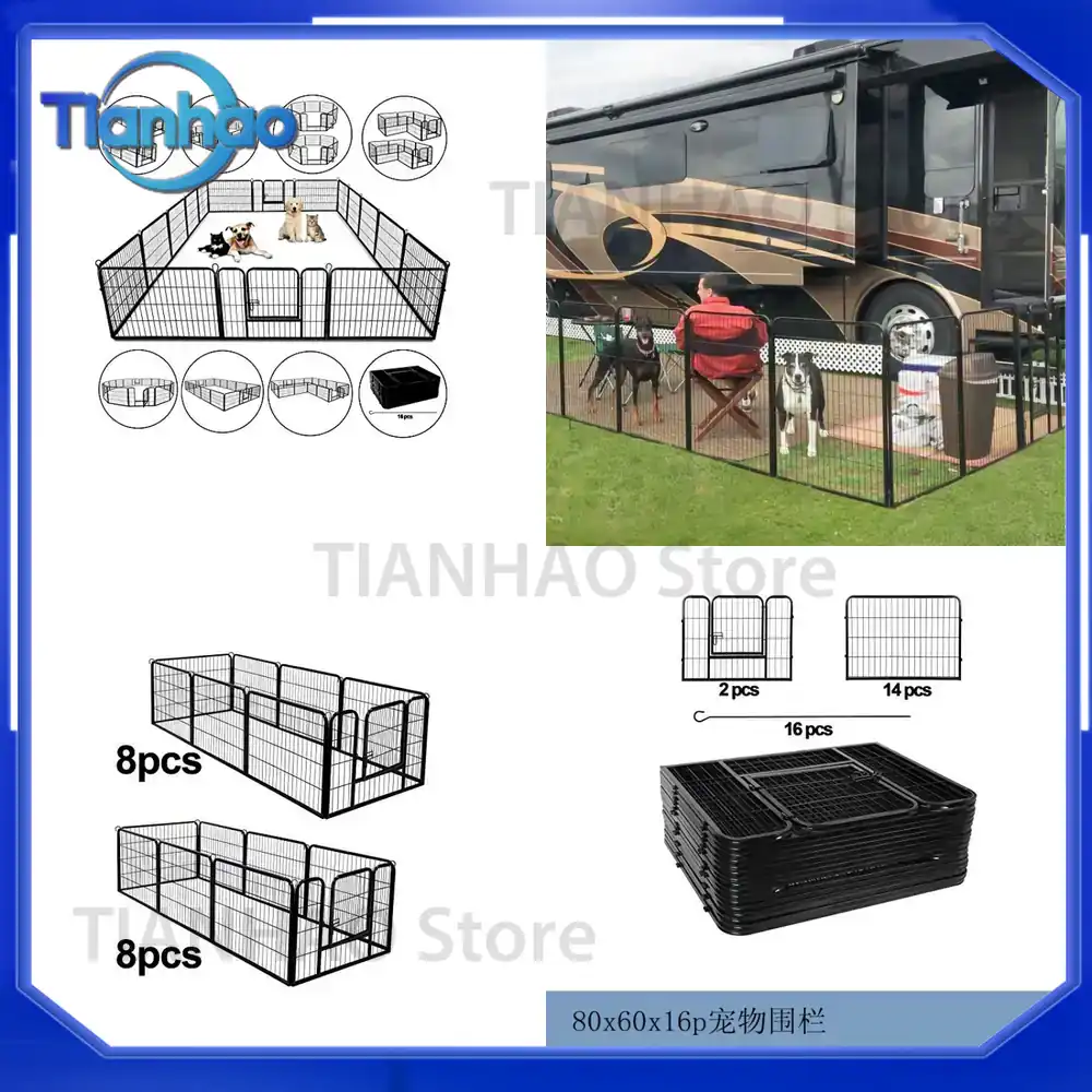 Outdoor Camping Dog Fence - Pet Playpen Fence for Dogs Indoor
