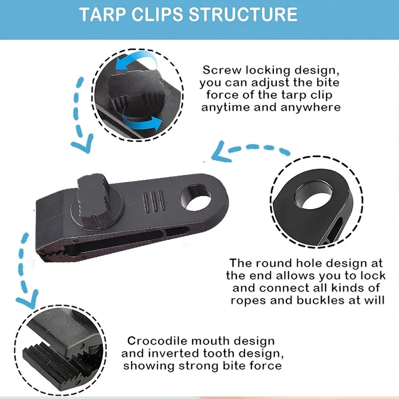 Tarp Clips Heavy Duty Lock Gri - огляд і ціна Outdoor Camping Van