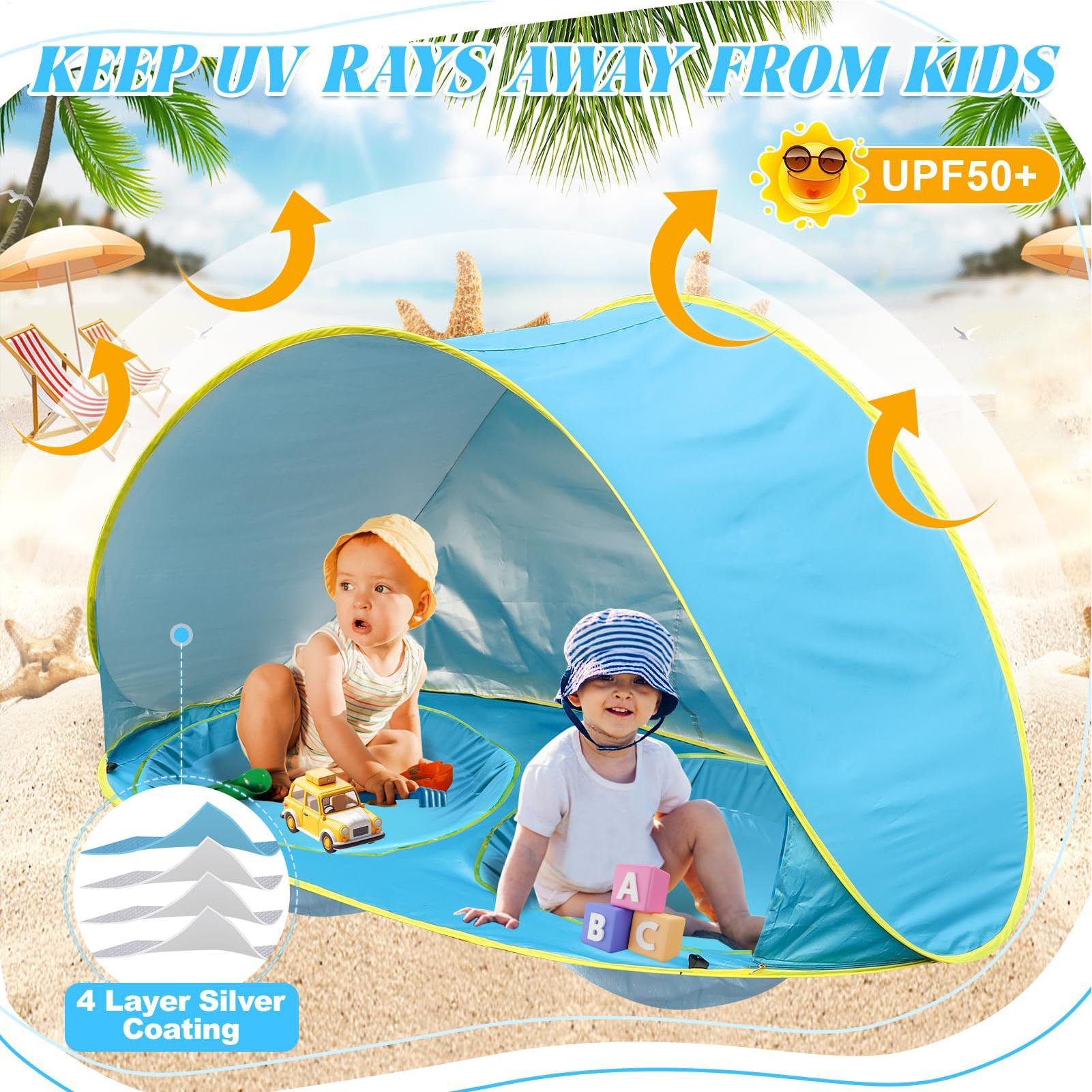 Kid Beach Tent With Pool UV Pr - огляд і ціна Outdoor Camping Automatic Quick Opening Tent