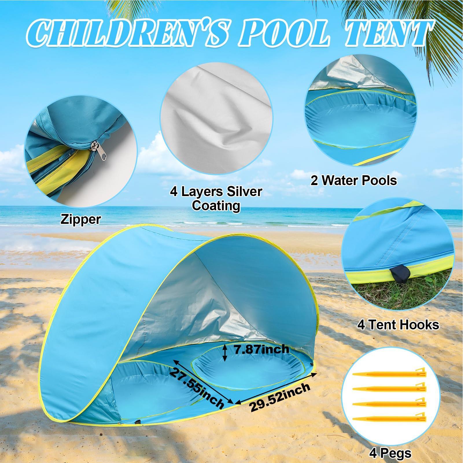 Kid Beach Tent With Pool UV Pr - огляд і ціна Outdoor Camping Automatic Quick Opening Tent