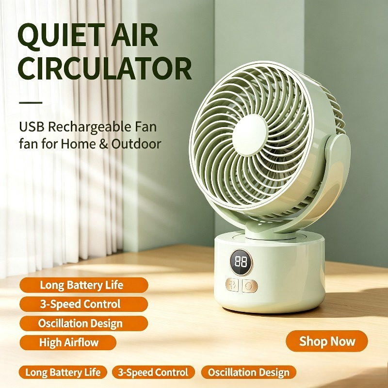 USB Rechargeable Silent Fan wi - огляд і ціна Outdoor Camping Fan
