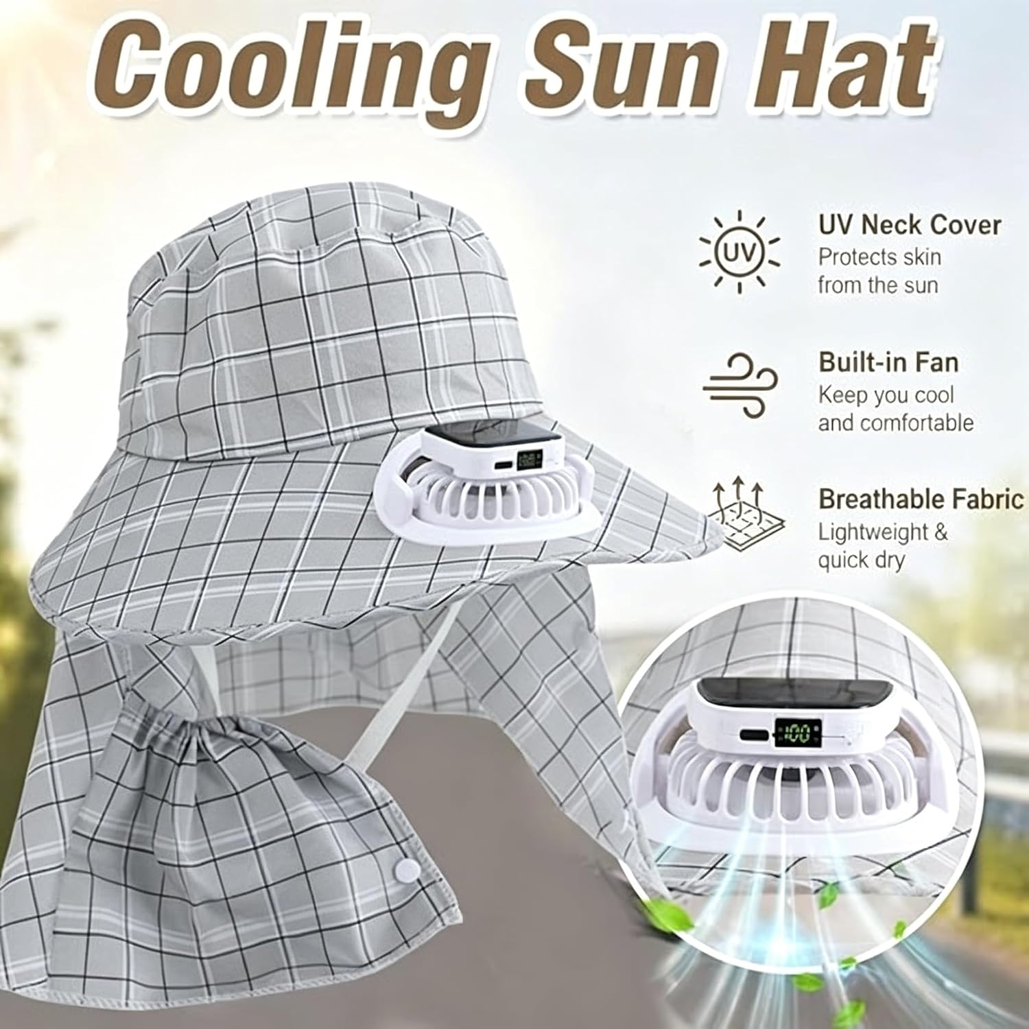 1PC Solar Power Neck Guard Fan - огляд і ціна Outdoor Camping Fan