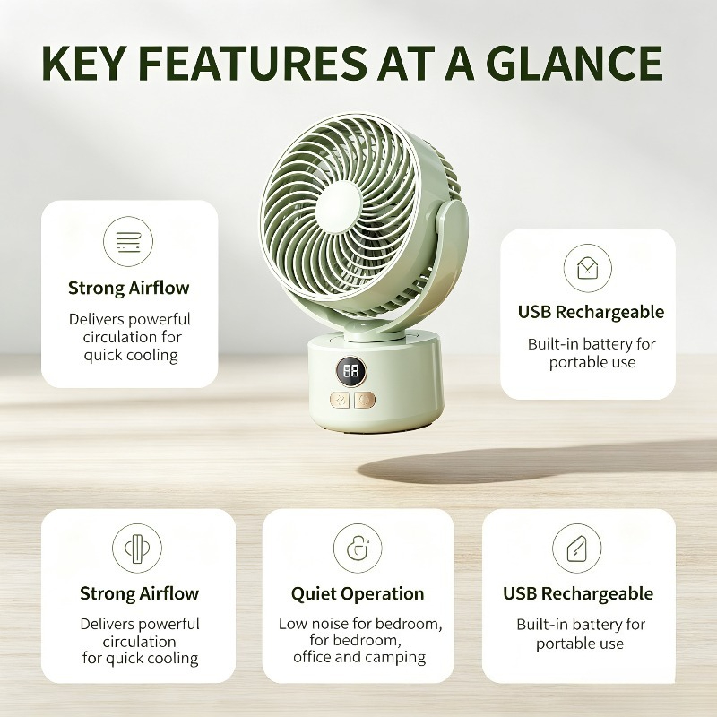 USB Rechargeable Compact Fan w - огляд і ціна Outdoor Camping Fan