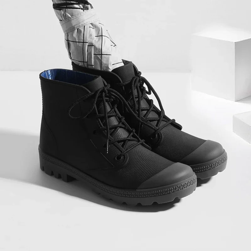 Winter Men Rain Boots Lace-up  - огляд і ціна Outdoor Camping In Winter